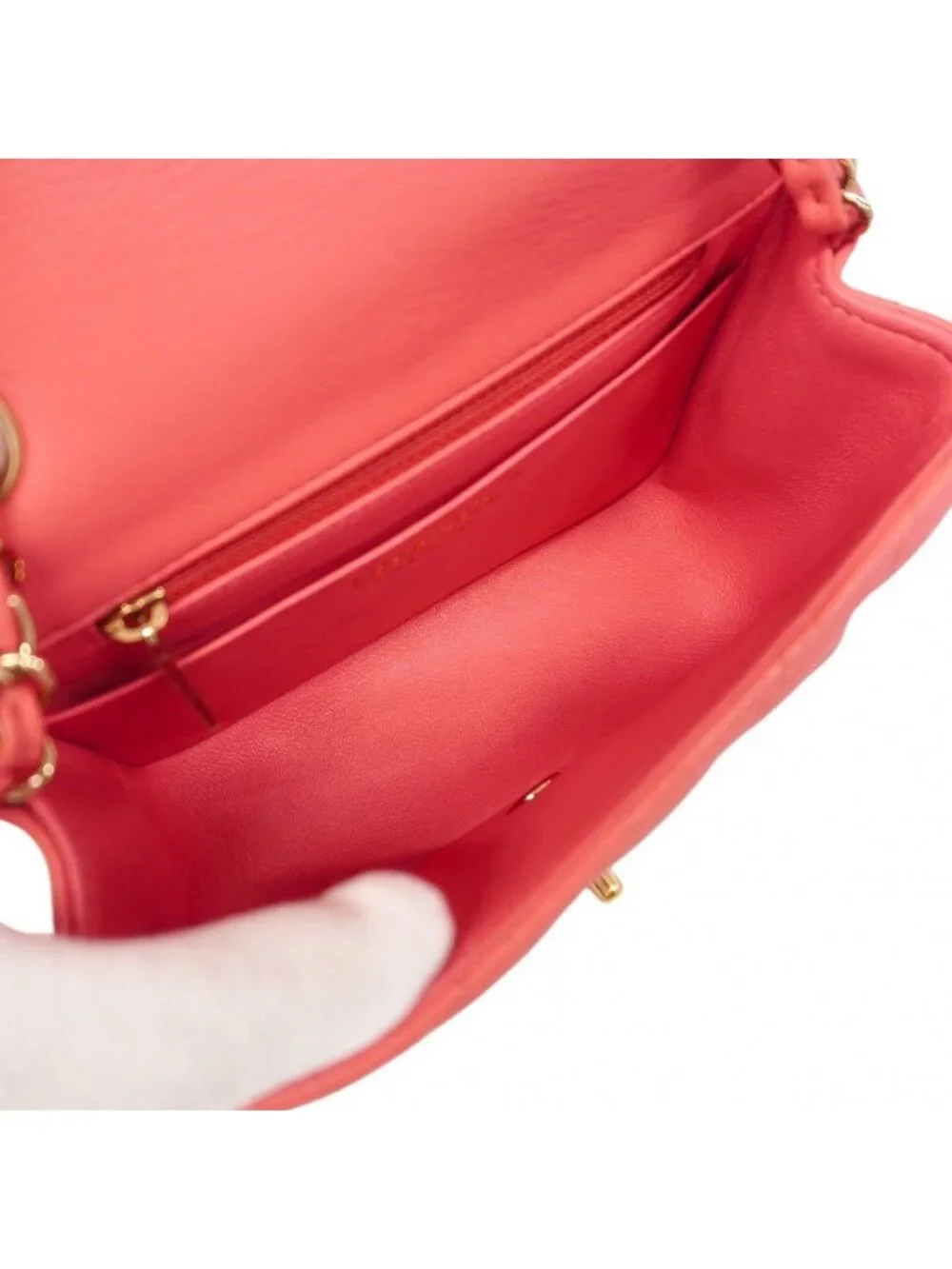 Chanel Shoulder Bag Mini Quilted Lambskin Pink Champagne Gold